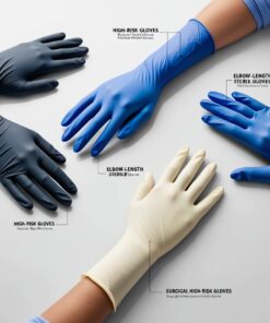 white High risk exam gloves