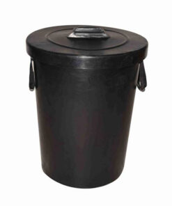 Refuse Bin with Lid - Plastic - Rope Handles - 90L - Black - LB021B