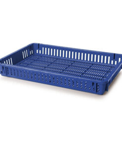 Vented Fruit Drying Crate - Plastic Box - Vented Base and Vented Sides - 60 x 40 x 7.5 cm - Virgin Material - HACCP - PI-647-V-virgin