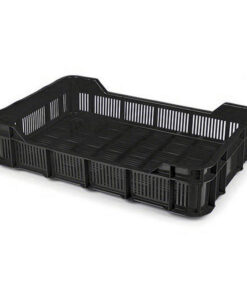 Stack Crate - Plastic Box - Vented Base and Sides - 53 x 35.5 x 11.5 cm - Recycled Material - Black - PI-430-Vented-black