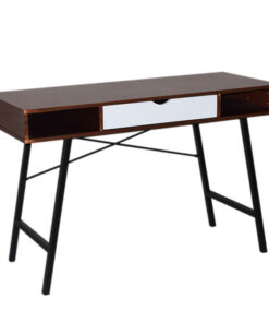 Office Desk - One Drawer - Kansas - 76 x 48 x 120 cm - Dark Brown and White - CD-17120
