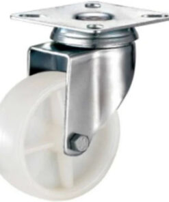 Castor Wheels - Nylon - Top Swivel - Fixed Plate - White - 125mm - TOOC481