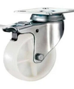 Castor Wheels - Polypropylene - Top Plate Swivel - Brake - White - 50mm - TOOC403