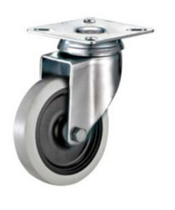 Castor Wheels - Thermoplastic Rubber - Top Swivel - Fixed Plate - 75mm - TOOC505
