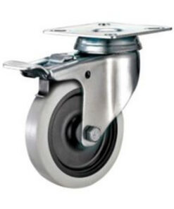 Castor Wheels - Thermoplastic Rubber - Top Swivel - Fixed Plate - 125mm - TOOC519