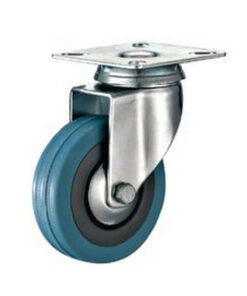 Castor Wheels - Blue Rubber- Top Swivel - Fixed Plate - 50mm - TOOC430