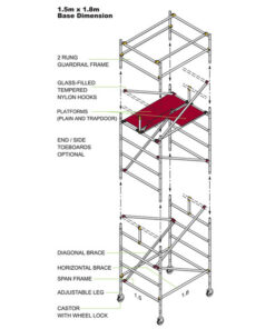 Wide Aluminium Span Tower - 1850 x 1500 x 14200mm - SPANTWR14200
