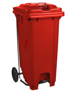 Wheelie Bin - Foot Operated Pedal Bin - 120L - Plastic - Red - 0242