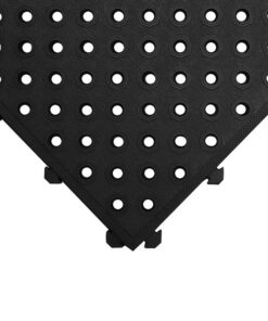 Rubber Tile - Fatigue-Lock with Holes Interlocking Anti-Fatigue Mat - 50 x 50 x 2.4 cm - Black - FL010001