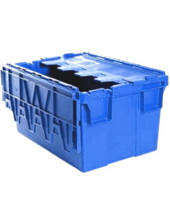 Plastic Crate - Hinged Lid - SABS Approved - 55L - Blue - Pack of 80 - AT64315-blue