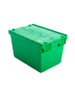 Crate - Security Container - Plastic ALC - Attached Hinged Lid - 68L - 60 x 40 x 36.5cm - Green - ALC-365-Green