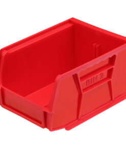 Stack & Hang Parts Storage Bin - Small Plastic Container - Size 2 - 13.5 x 10.5 x 7.5 cm - Red - BIN-2-RED
