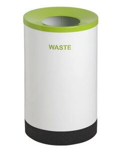 Recycling Bin Steel - Round - Printed Wording - 400 Ø x 670 (H) mm - White - RECL01WH
