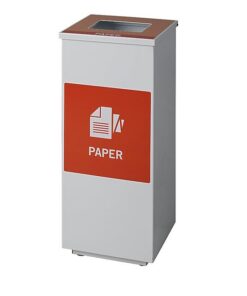 Recycling Bin One Division - Steel - 32 x 34 x 82cm - Colour Options - REC010SI