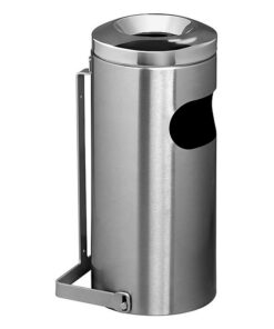 Stainless Steel Ashtray Litter Bin - Wall Mounted - Cut Out And Ash Holder - 240 Ø x 680 (H) mm - 783