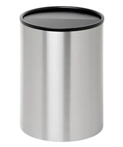 Steel Litter Bin - Wide - Full Swivel Lid and Bin Liner - Solid - 400 Ø x 600 (H) mm - Stainless Steel - 763SS-027SD
