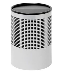 Steel Litter Bin - Wide - Full Swivel Lid and Bin Liner - Square Punch - 400 Ø x 600 (H) mm - Silver - 762SI-027SD
