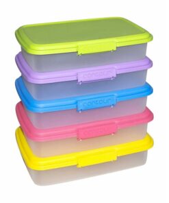 Contour Plastic Lunch Box - 1L - Assorted Colours - 5 Piece - Pack of 4