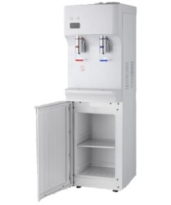 Water Cooler Dispenser - Hot and Cold - Freestanding with Storage Compartment - White