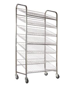 Wire Mesh Bread Trolley - Mobile - 7 Tier - Chromed - 193 x 110 x 58cm