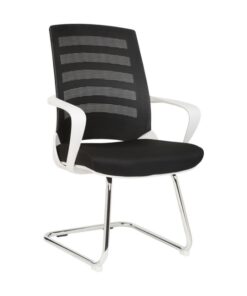 Visitors Office Chair - White Nite - Netting - Black Seat - White