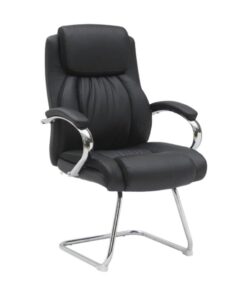 Visitors Arm Chair - PU Leather - Chrome Exec - Black