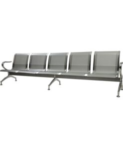 Airport Bench - Public Seating - Heavy Duty Standard Steel - Indoor Use - Flat Packed - Five Seater - 296 x 67 x 79 cm