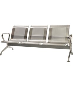 Airport Bench - Public Seating - Stainless Steel - Indoor and Outdoor Use - Flat Packed - Three Seater - 180 x 67 x 79 cm