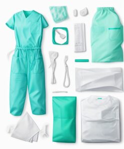 disposable plastic gown with sleeves blue