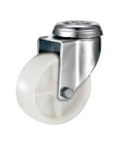 Castor Wheels - Nylon - Bolt Hole - Swivel - White - 125mm - TOOC470