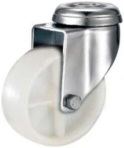Castor Wheels - Polypropylene - Bolt Hole - Swivel - White - 65mm - TOOC409