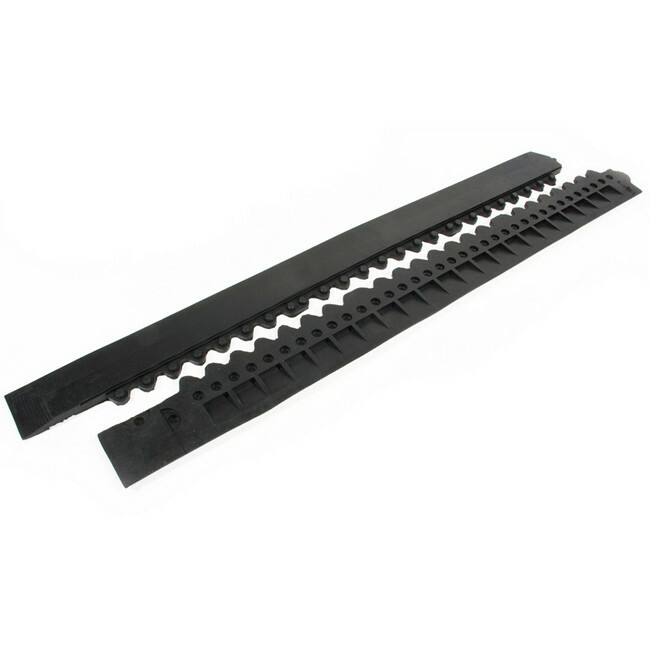 Rubber Mat Male Corner Edge - Fatigue-Step Solid Anti-Fatigue Interlocking Tile - 100 x 8 x 1.8 cm - Black - SS010002M