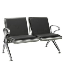 Airport Bench - Indoor Waiting Room Seat - Mild Steel - Upholstered - Heavy Duty - Two Seater - Flat Pack - 127 x 67 x 82 cm - PD02A-black
