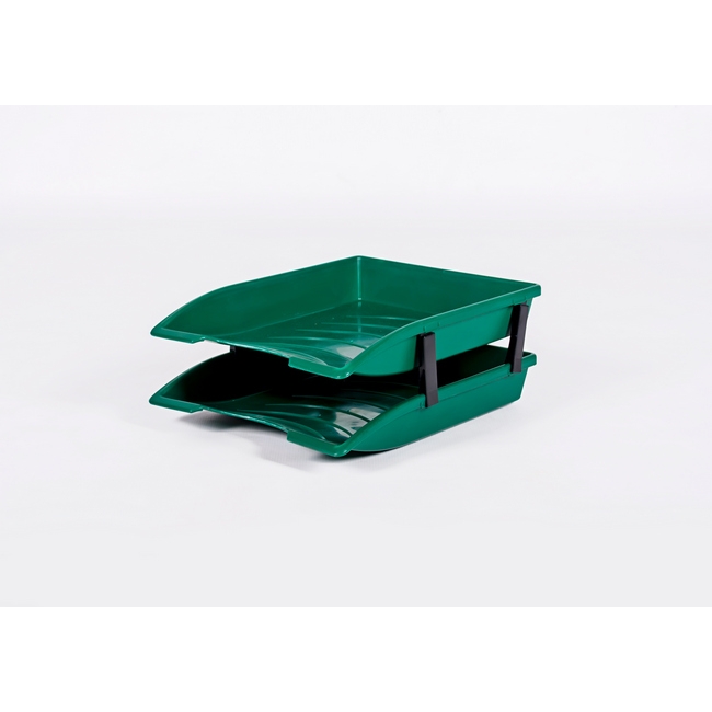 Letter Tray - Plastic - Double - 35 x 26 x 6 cm - Colour Options - Pack of 20 - 013LT-D-G
