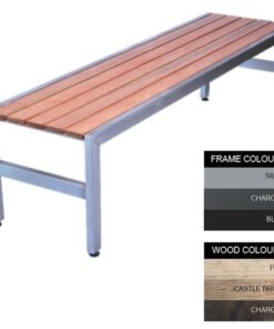 Slimline Bench - Steel and Wood - Adj. Feet - 45x150x45cm - Colour Options - SL4631PC