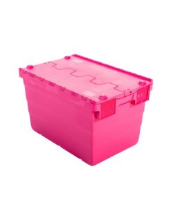 Crate - Security Container - Plastic ALC - Attached Hinged Lid - 52L - 60 x 40 x 32cm - Pink - ALC-320-Pink