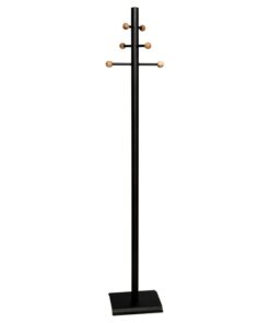 Coat and Hat Stand - Steel - 6 Wooden Balls - 32 x 27 x 175 cm - Black - 822BL