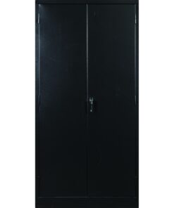 Steel Stationery Cupboard - Metal Storage Cabinet - 4 Shelves - Black - 180 x 90 x 45 cm - SC002-black