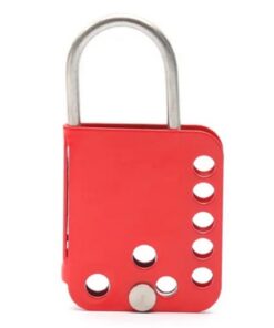 Lockout Hasp - Stainless Steel - Butterfly - Red - 8 Hole - 7 x 5.8 x 0.5 cm