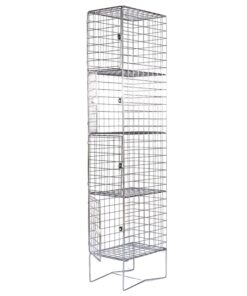 Wire Mesh Locker - Electro Plated - 4 Doors - 180 x 30 x 45cm