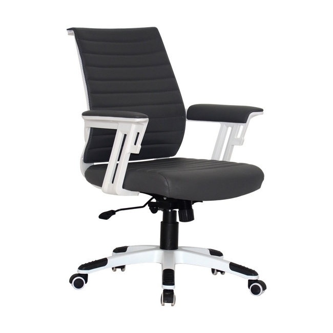 Medium Back Office Chair - Wall Street - PU Leather - Swivel and Tilt - Gas Height - Dark Grey