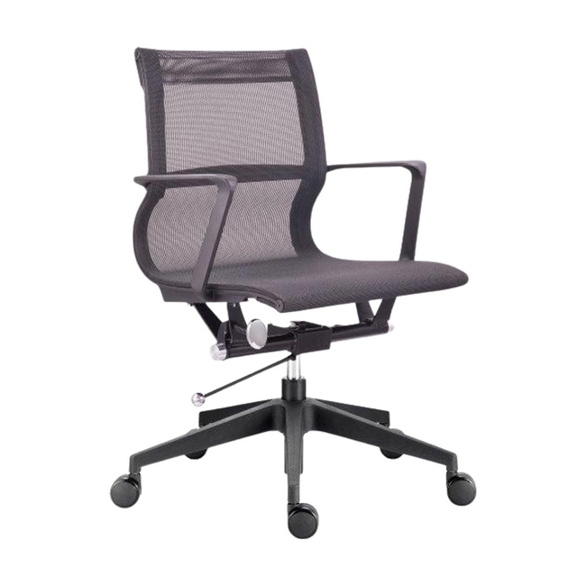 Medium Back Office Chair - Setu Replica - Black Frame - Mesh and PVC - Swivel and Tilt - Gas Height - Colour Options