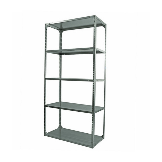 Bolted Shelving Steel Bay 5 Shelves - Uni-Angle - Five Shelf Kit - Galvanised - 182.9 x 91.4 x 38.1 cm