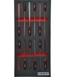 Kennedy Engineers File Set - 12 Pieces - with 1/3 Width Foam Tool Control Inlay for Tool Roller Cabinets