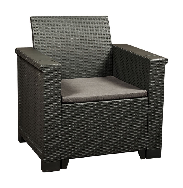 Jabulani One Seater Patio Chair - Outdoor - Rattan Look - Charcoal - 73 x 57 x 75cm