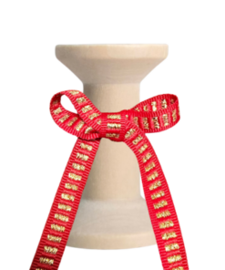 No 195 – Red with Gold Lurex 10mm x 20m