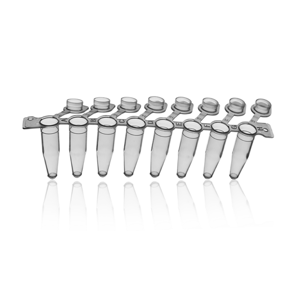 PCR Strips and Caps – 0.2ml 8 Strip with flat cap 125pk size