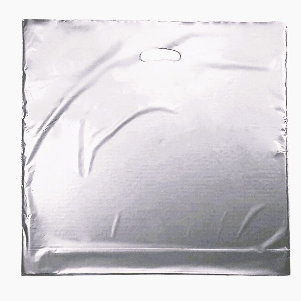 Silver Plastic Carrier Bags (500+40x550mm)(500 Units)
