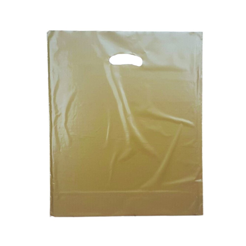 Gold Plastic Carrier Bags (460+40x380mm)(1000 Units)