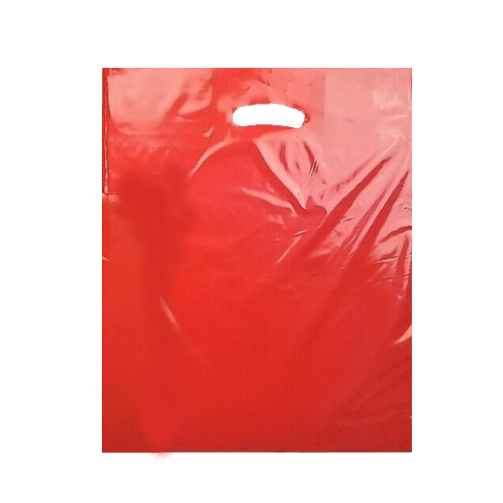 Red Plastic Carrier Bags (460+40x380mm)(500 Units)